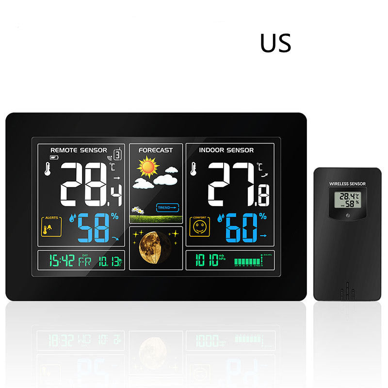 JMT-194570 Radio-Controlled Perpetual Calendar Alarm Clock with LCD Display and Weather Forecasting Functions