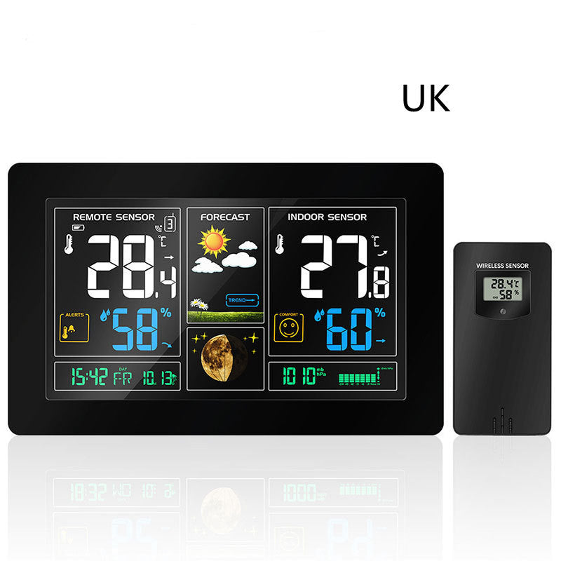 JMT-194570 Radio-Controlled Perpetual Calendar Alarm Clock with LCD Display and Weather Forecasting Functions