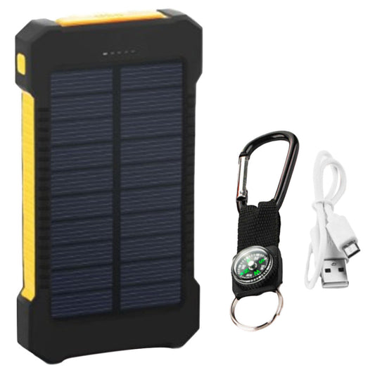 JMT-194570 Ultra-Thin Waterproof Solar Power Bank with LED Flashlight and Multi-USB Ports - 10000mAh Capacity