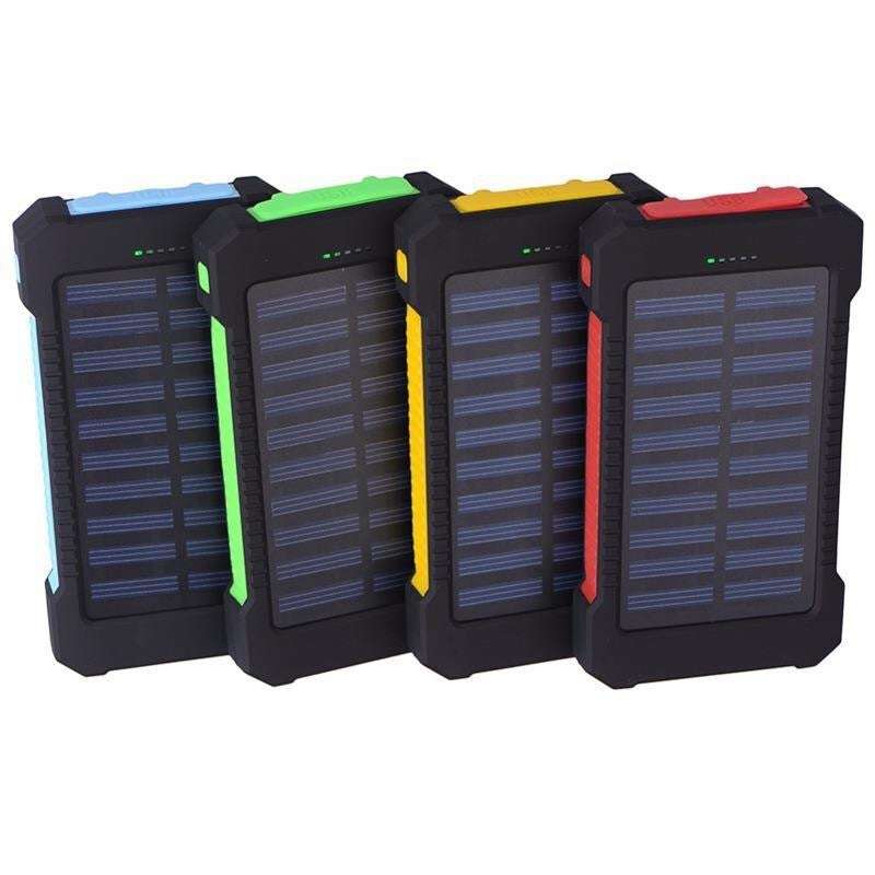 JMT-194570 Ultra-Thin Waterproof Solar Power Bank with LED Flashlight and Multi-USB Ports - 10000mAh Capacity