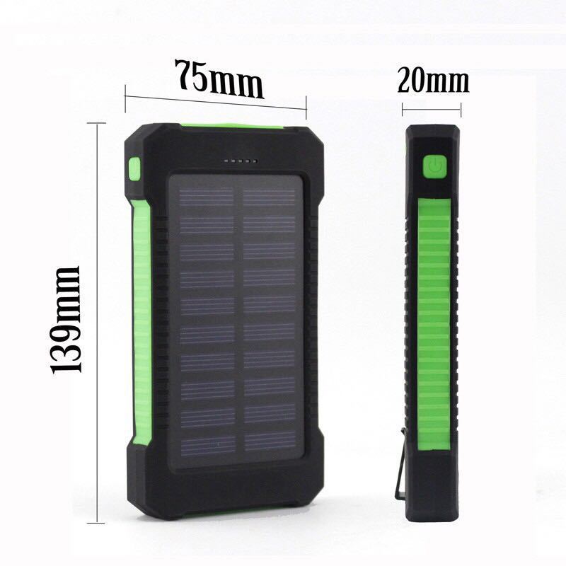 JMT-194570 Ultra-Thin Waterproof Solar Power Bank with LED Flashlight and Multi-USB Ports - 10000mAh Capacity