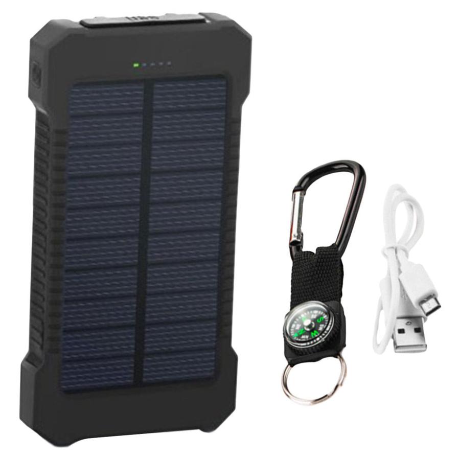 JMT-194570 Ultra-Thin Waterproof Solar Power Bank with LED Flashlight and Multi-USB Ports - 10000mAh Capacity