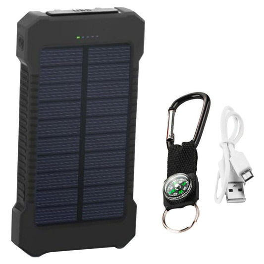 JMT-194570 Ultra-Thin Waterproof Solar Power Bank with LED Flashlight and Multi-USB Ports - 10000mAh Capacity