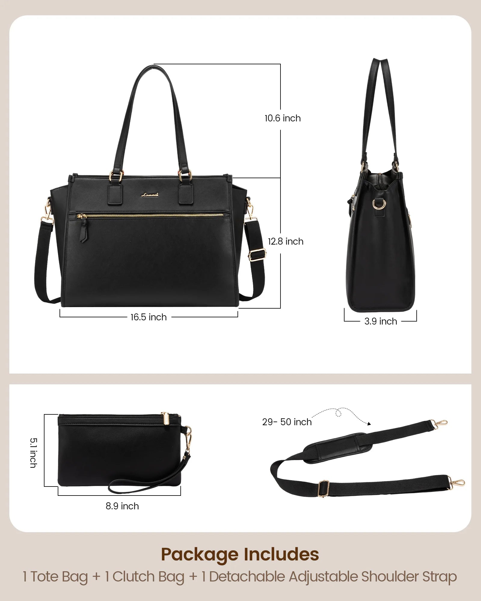 JMT-195274 15.6-Inch Women’s Casual Sports Laptop Tote Bag - Versatile Shoulder and Crossbody Style for Office, School, and Travel