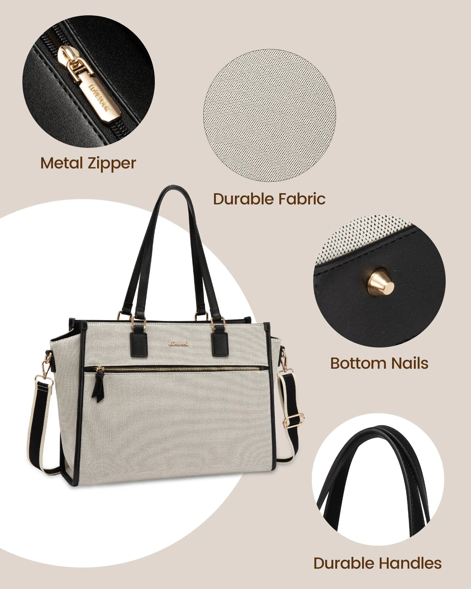 JMT-195274 15.6-Inch Women’s Casual Sports Laptop Tote Bag - Versatile Shoulder and Crossbody Style for Office, School, and Travel