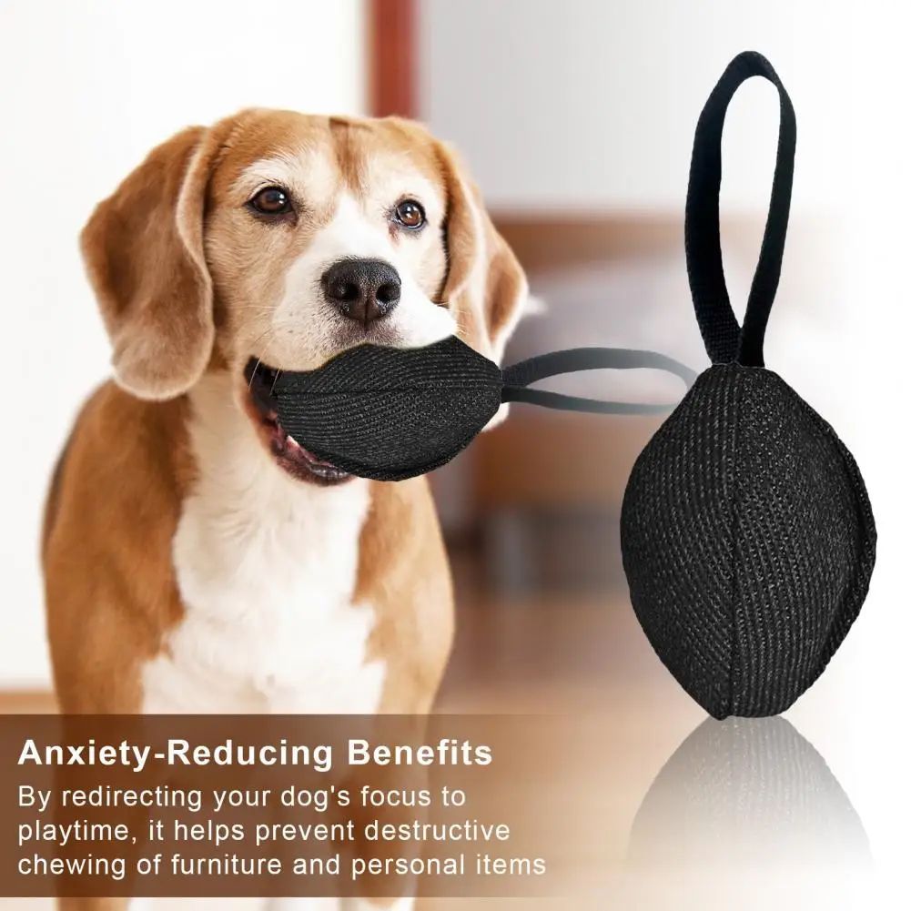 JMT-195530 Durable French Linen Tug Toy with T-Shaped Pull Tab for Dog Training and Agility Development