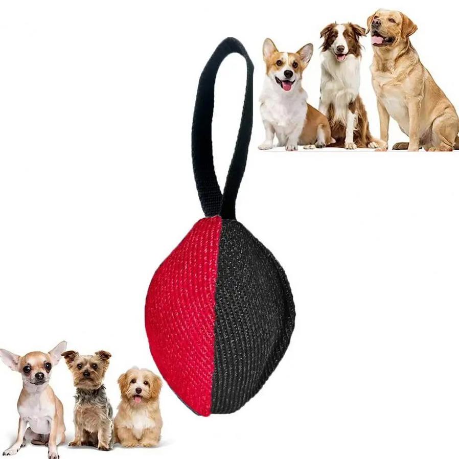 JMT-195530 Durable French Linen Tug Toy with T-Shaped Pull Tab for Dog Training and Agility Development