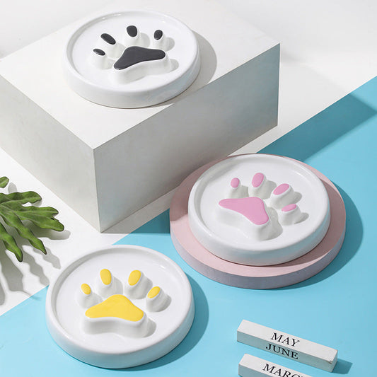 JMT-195722 Ceramic Slow Food Bowl for Dogs and Cats - Available in Pink, Yellow, and Black