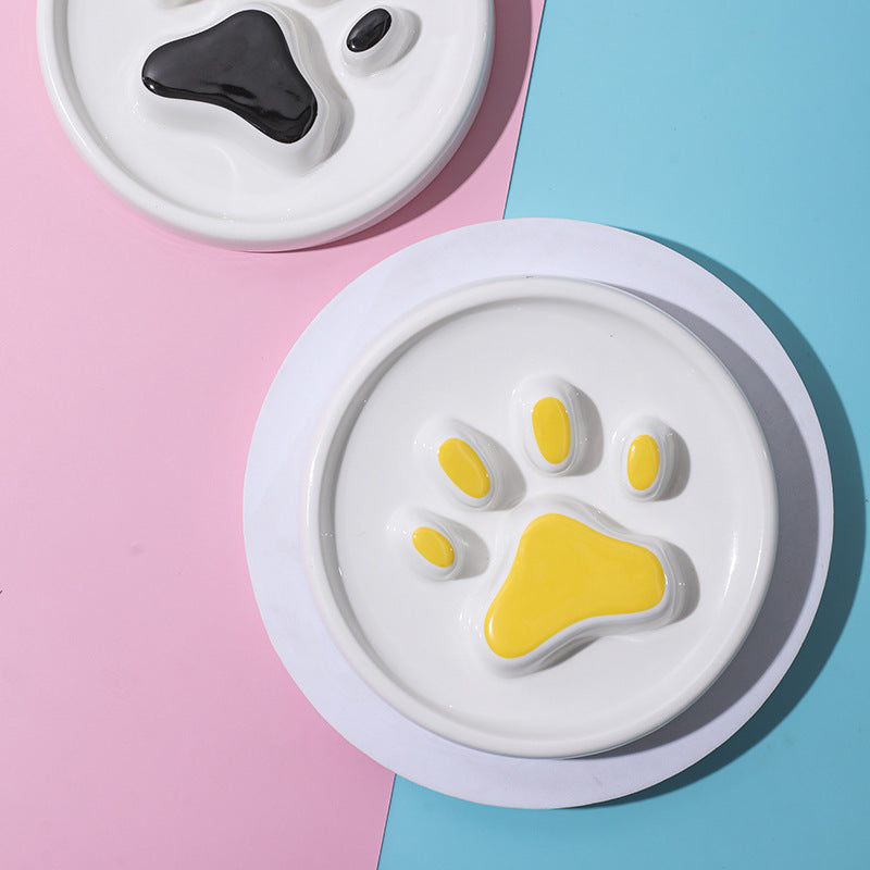 JMT-195722 Ceramic Slow Food Bowl for Dogs and Cats - Available in Pink, Yellow, and Black