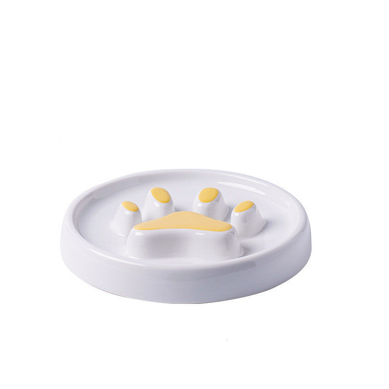 JMT-195722 Ceramic Slow Food Bowl for Dogs and Cats - Available in Pink, Yellow, and Black
