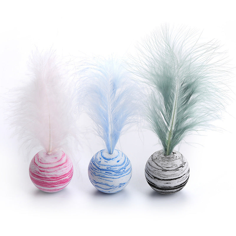 JMT-195850 Starry Sky EVA Foam Ball with Feather Cat Toy