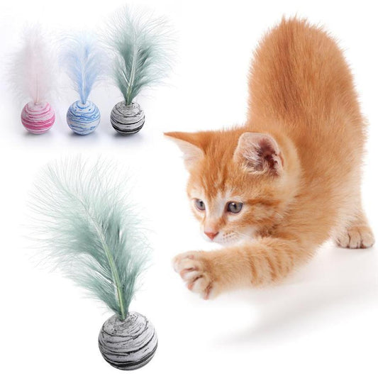 JMT-195850 Starry Sky EVA Foam Ball with Feather Cat Toy