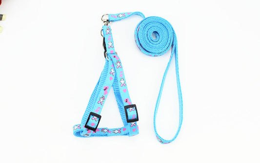 JMT-196042 Fashionable Printed Patch Pet Leash & Chest Harness with Adjustable Size Options