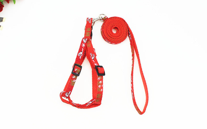 JMT-196042 Fashionable Printed Patch Pet Leash & Chest Harness with Adjustable Size Options