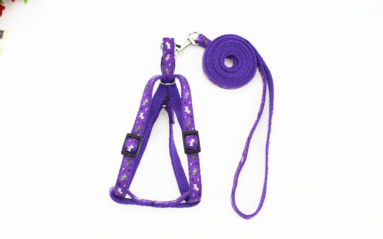 JMT-196042 Fashionable Printed Patch Pet Leash & Chest Harness with Adjustable Size Options