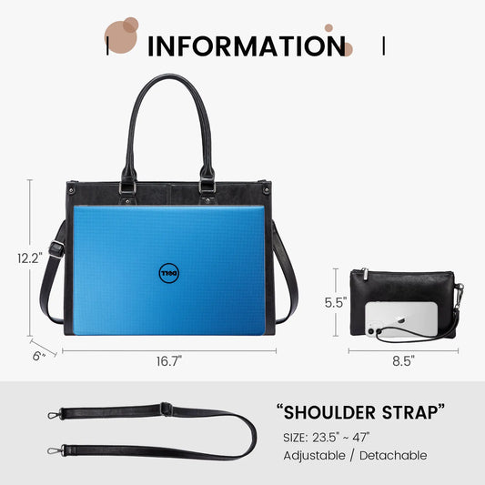 JMT-196426 Luxury Classic PU Leather Business Tote Bag for Women - Stylish Laptop Carrier
