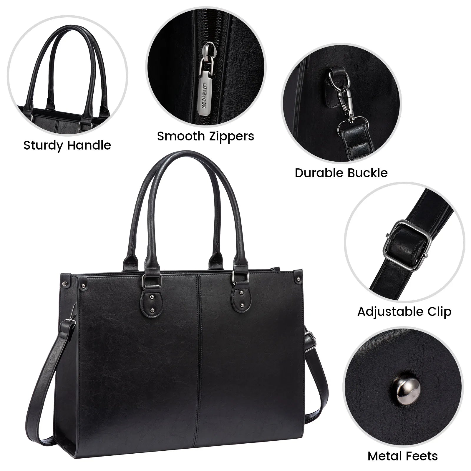 JMT-196426 Luxury Classic PU Leather Business Tote Bag for Women - Stylish Laptop Carrier