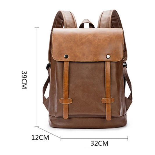 JMT-196874 Large Capacity Waterproof PU Leather Laptop Backpack for Men - Ideal for Travel and Daily Use