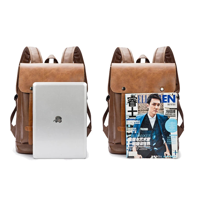 JMT-196874 Large Capacity Waterproof PU Leather Laptop Backpack for Men - Ideal for Travel and Daily Use
