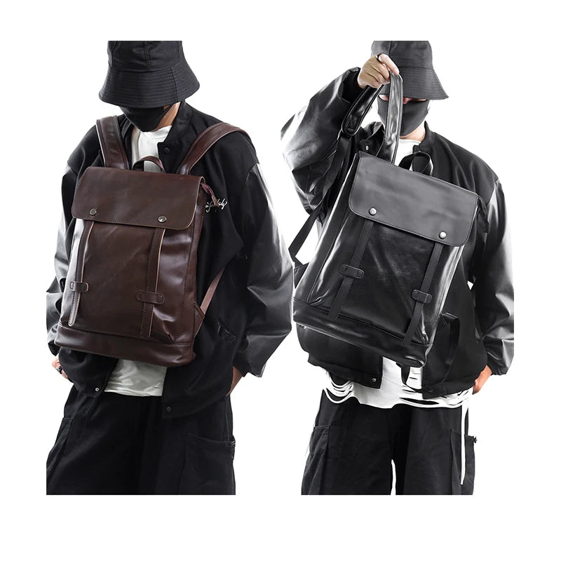 JMT-196874 Large Capacity Waterproof PU Leather Laptop Backpack for Men - Ideal for Travel and Daily Use