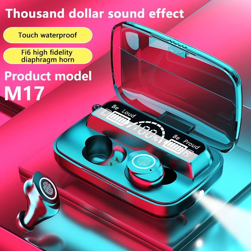 JMT-196874 M17 TWS Wireless Headphones with Touch Control, 9D Stereo Sound, Waterproof Earbuds for Sports and Daily Use