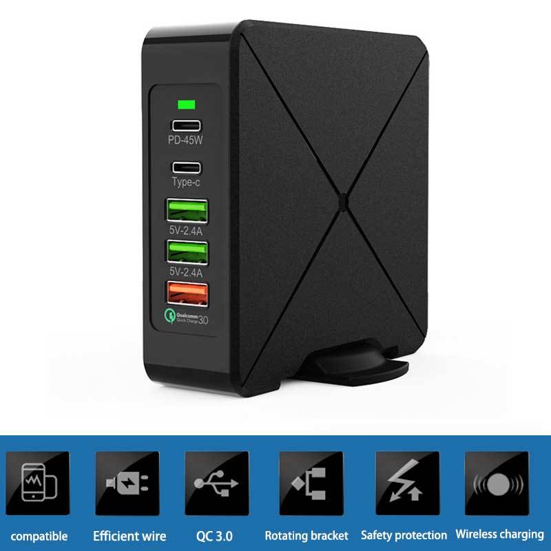 JMT-197386 Universal 75W Multi-Port Charger with Optional Wireless Charging for Global Use