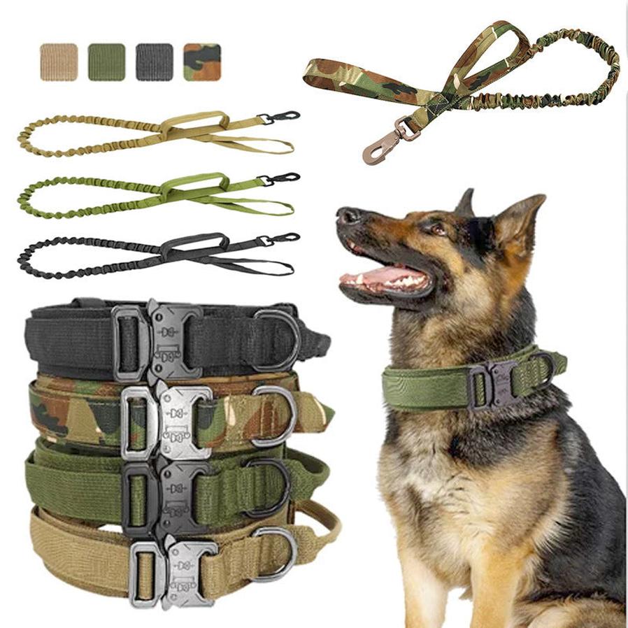 JMT-197514 Adjustable Military-Style Nylon Dog Collar and Leash Set in Multiple Colors