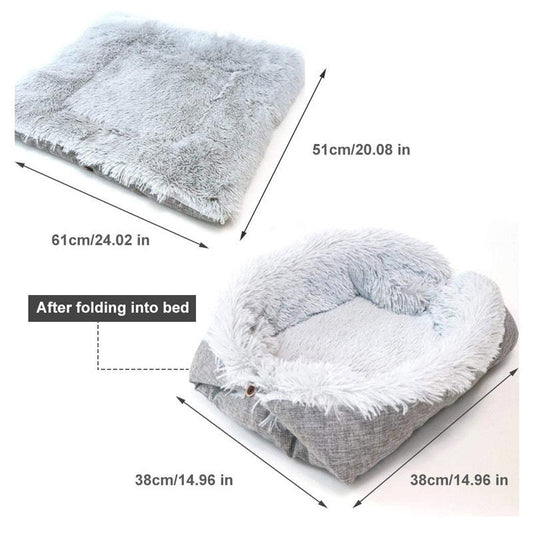 JMT-198154 Cozy Dual-Use Gray Plush Pet Bed for Small to Medium Dogs