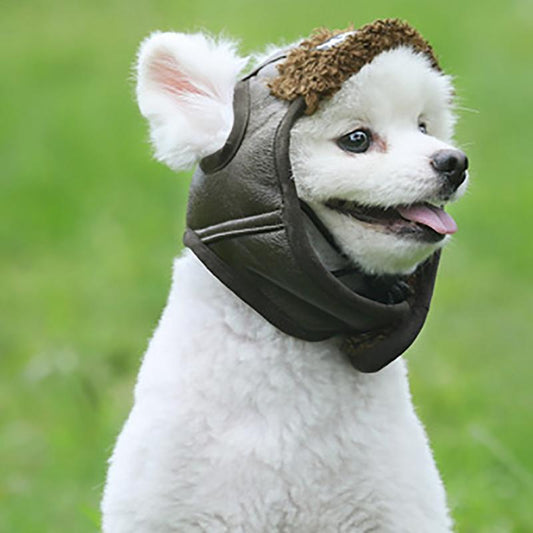 JMT-198474 Pilot Hat for Small and Medium-sized Dogs - Available in Black and Brown, Multiple Sizes