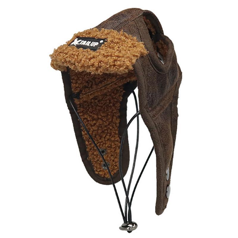 JMT-198474 Pilot Hat for Small and Medium-sized Dogs - Available in Black and Brown, Multiple Sizes