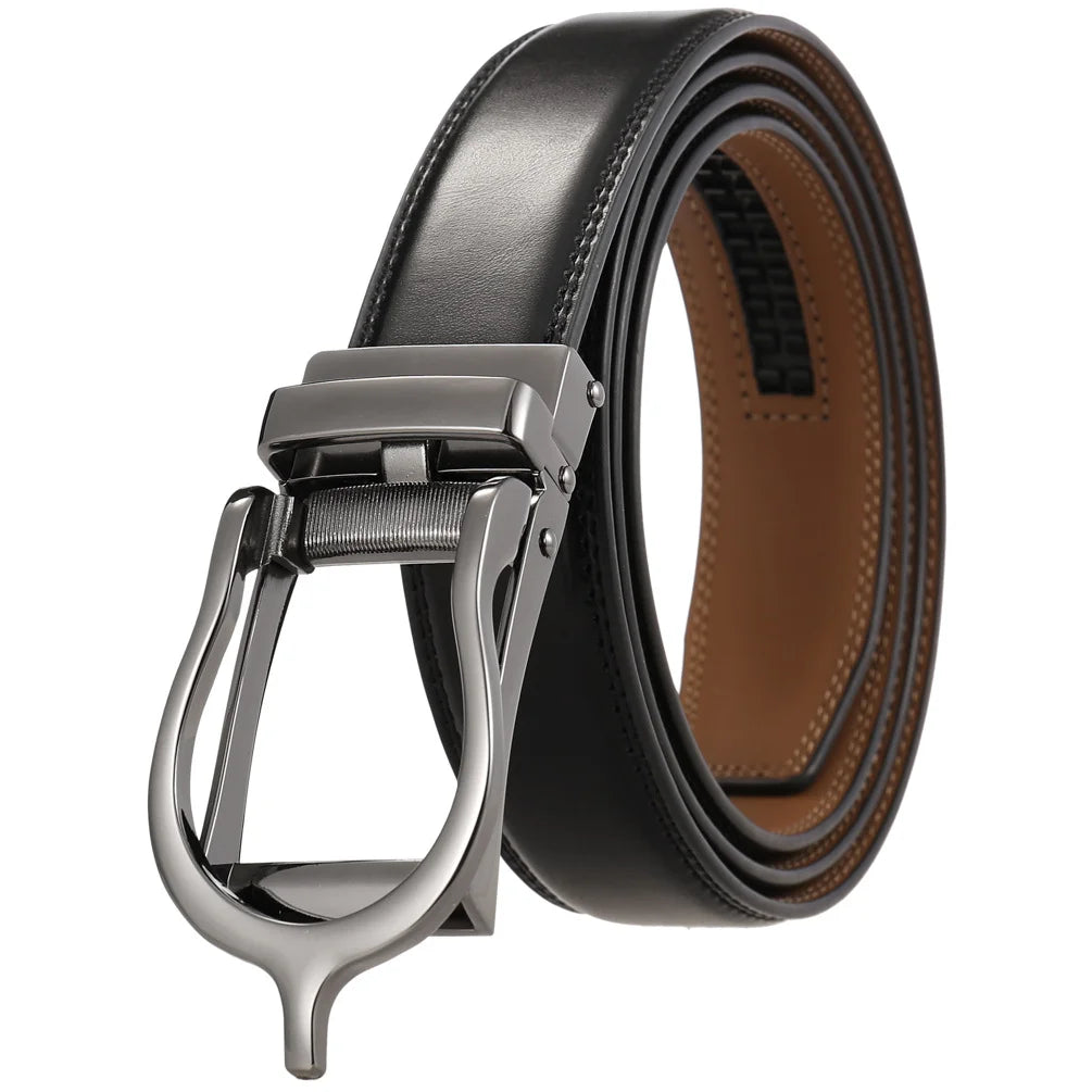 JMT-198602 Men's Casual Belt with Zinc Alloy Buckle, 3.0CM Width - Model LY33-000015-2