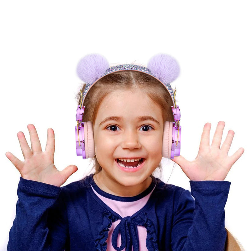 JMT-198666 Unicorn Cartoon Anime-Inspired Children's Headphones with Diamond Accents