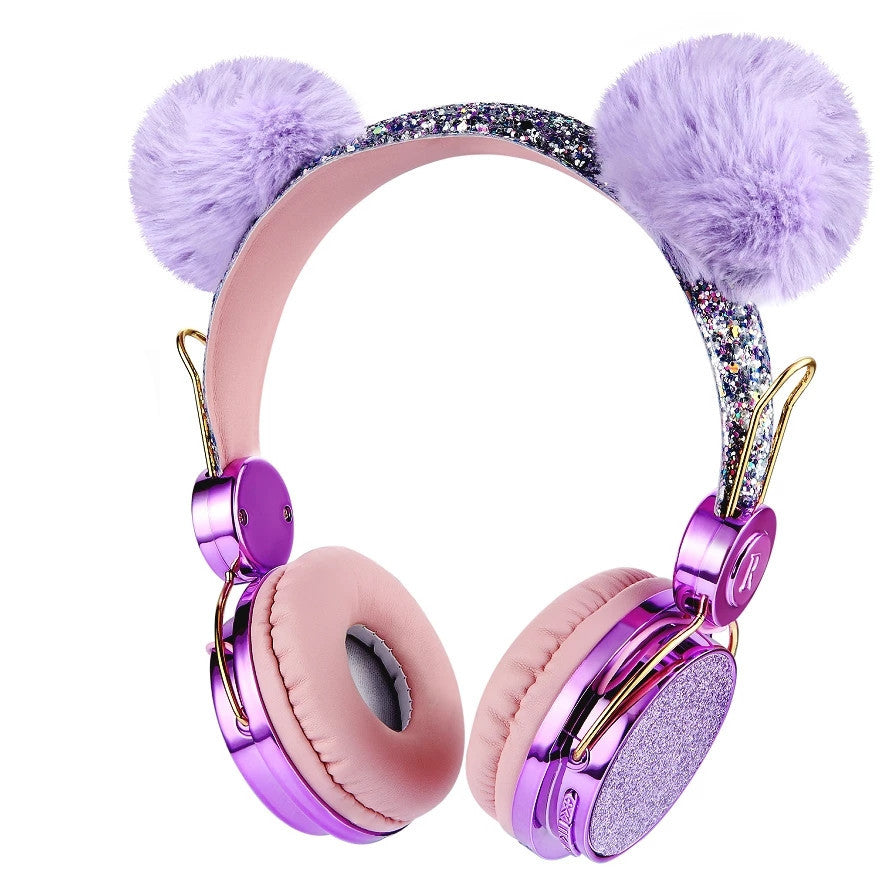 JMT-198666 Unicorn Cartoon Anime-Inspired Children's Headphones with Diamond Accents