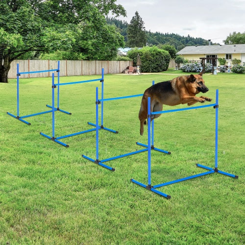 JMT-198986 4-Piece Dog Agility Training Set with Adjustable Jump Bars and Carry Bag