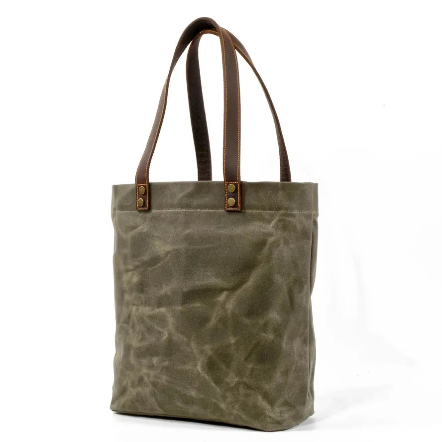 JMT-199690 Waterproof Waxed Canvas Women's Shoulder Handbag with Large Capacity and Retro Style