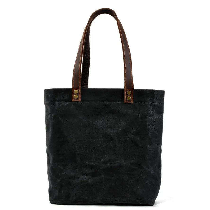 JMT-199690 Waterproof Waxed Canvas Women's Shoulder Handbag with Large Capacity and Retro Style