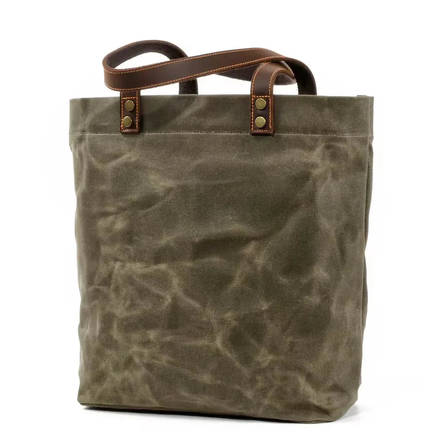 JMT-199690 Waterproof Waxed Canvas Women's Shoulder Handbag with Large Capacity and Retro Style