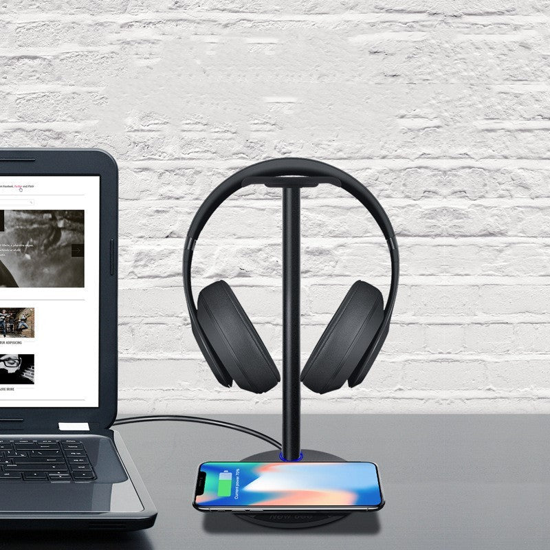 JMT-199690 Wireless Charging Headset Stand with Aluminum & TPU Construction, 5W/7.5W/10W Power Output