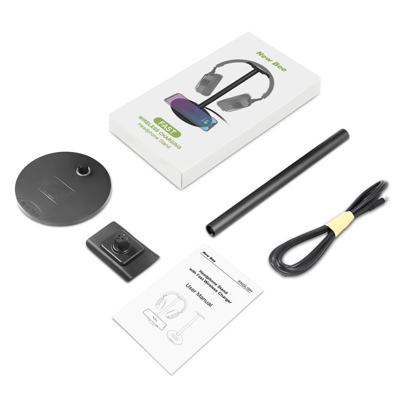 JMT-199690 Wireless Charging Headset Stand with Aluminum & TPU Construction, 5W/7.5W/10W Power Output