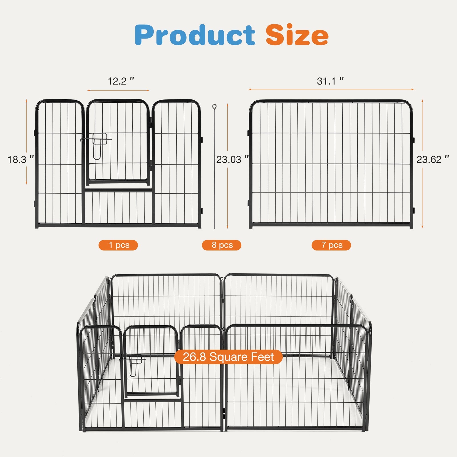 JMT-200010 Durable Indoor Dog Fence with Secure Lock System – Multiple Sizes Available
