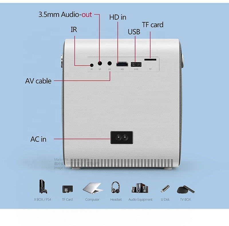 JMT-200330 720P Mini HD Projector with Multiple Inputs and Manual Adjustment