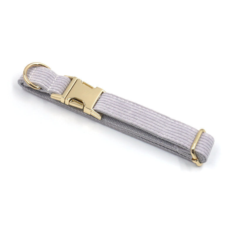 JMT-200330 Far Mountain Grey Striped Corduroy Dog Collar with DIY Lettering Options
