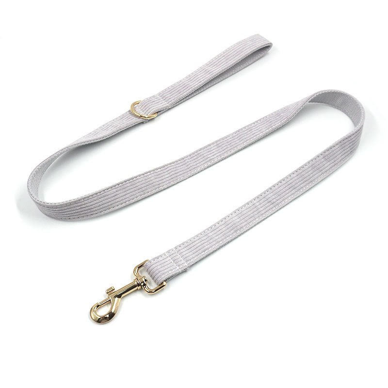 JMT-200330 Far Mountain Grey Striped Corduroy Dog Collar with DIY Lettering Options