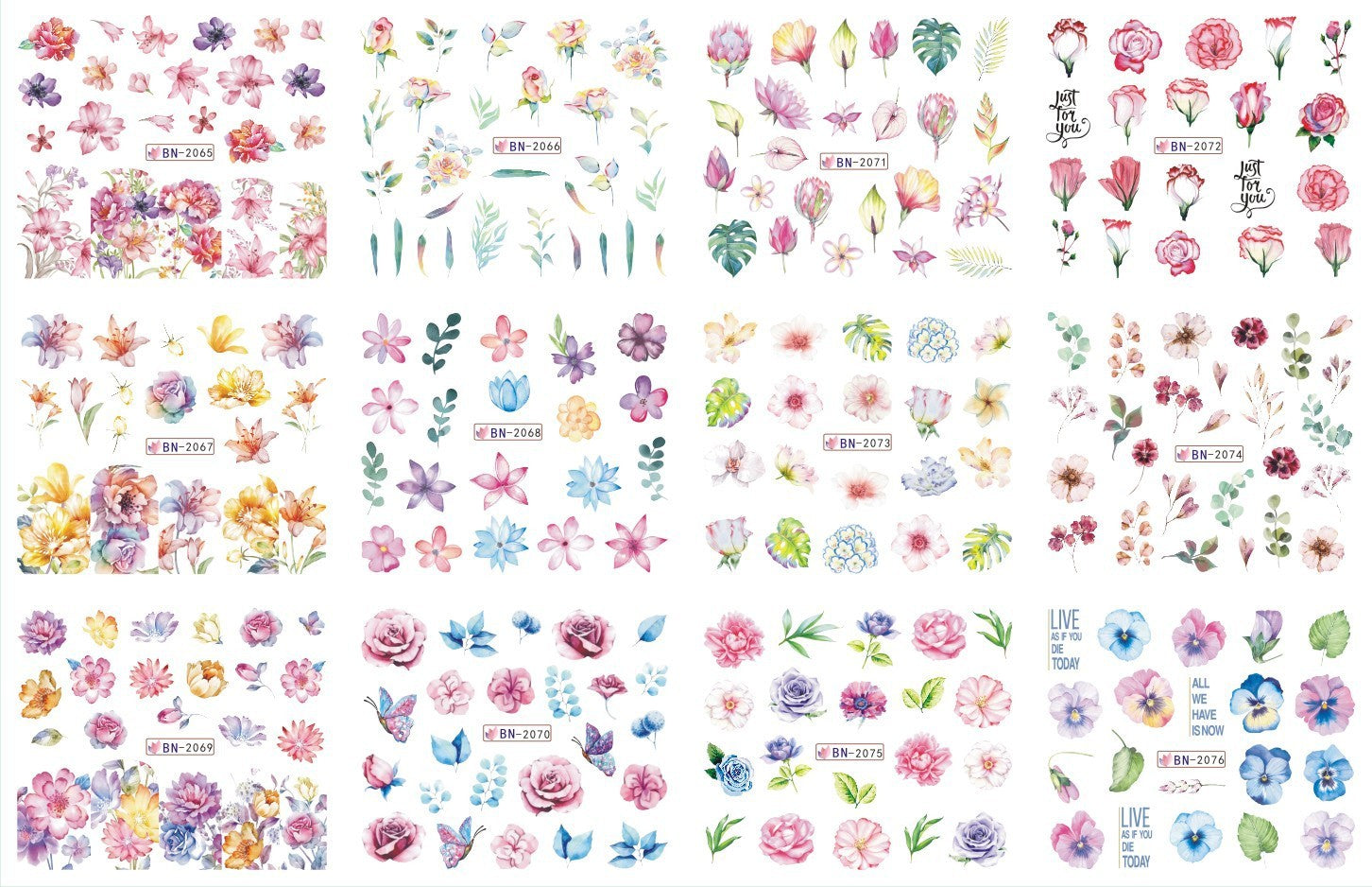 JMT-200458 Nail Art Large Watermark Stickers - Tropical, Beach & Abstract Designs