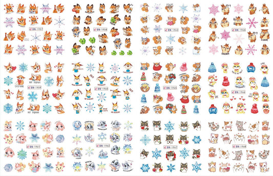 JMT-200458 Nail Art Large Watermark Stickers - Tropical, Beach & Abstract Designs