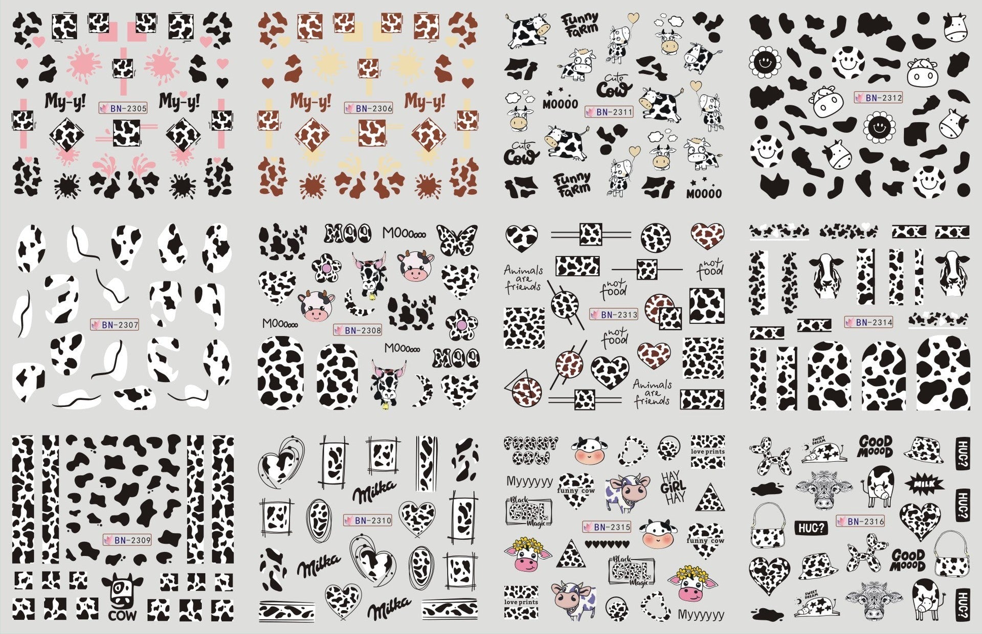 JMT-200458 Nail Art Large Watermark Stickers - Tropical, Beach & Abstract Designs