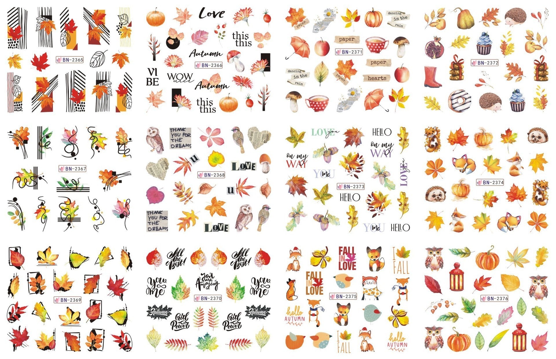 JMT-200458 Nail Art Large Watermark Stickers - Tropical, Beach & Abstract Designs