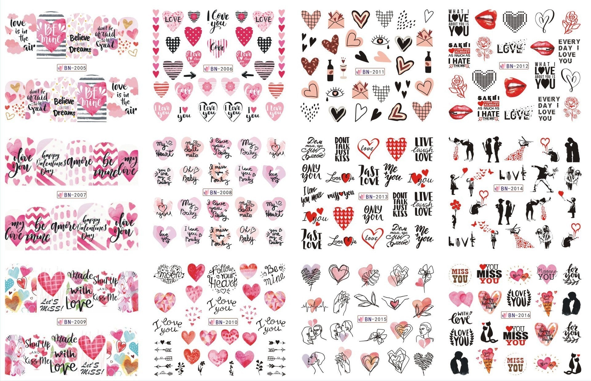JMT-200458 Nail Art Large Watermark Stickers - Tropical, Beach & Abstract Designs