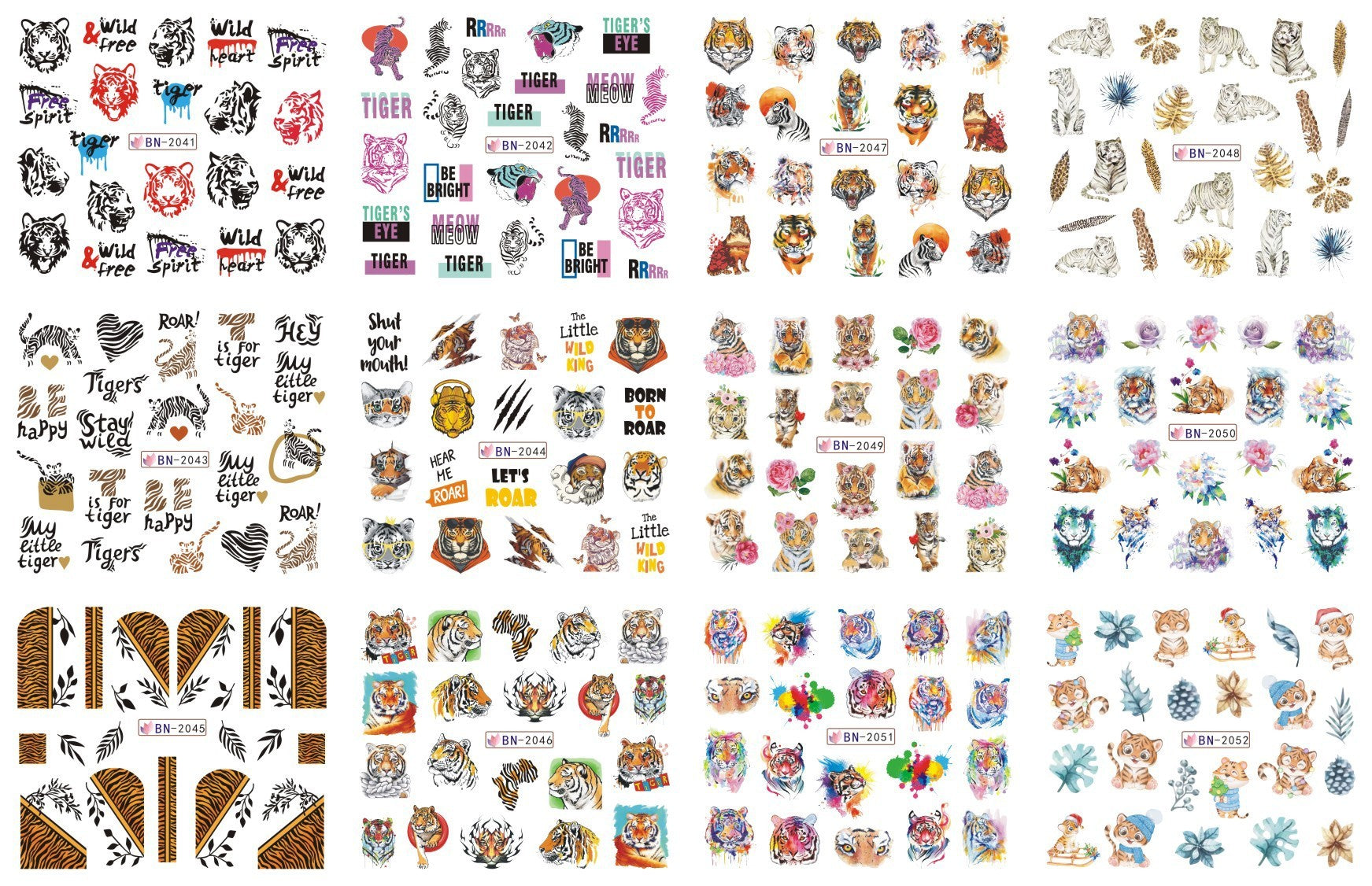 JMT-200458 Nail Art Large Watermark Stickers - Tropical, Beach & Abstract Designs