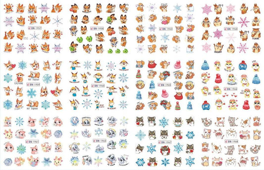 JMT-200458 Nail Art Large Watermark Stickers - Tropical, Beach & Abstract Designs